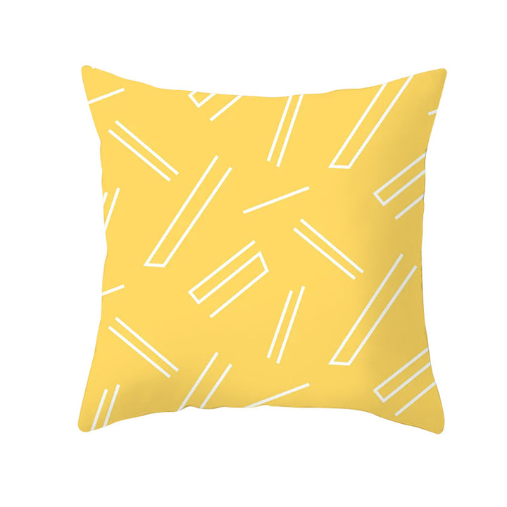 Geometric Interlocking Circle Square Pillow Cover Polyester Linen-Texture with Hidden Zipper
