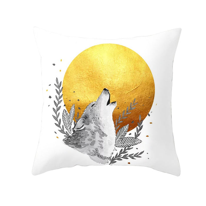 Geometric Interlocking Circle Square Pillow Cover Polyester Linen-Texture with Hidden Zipper