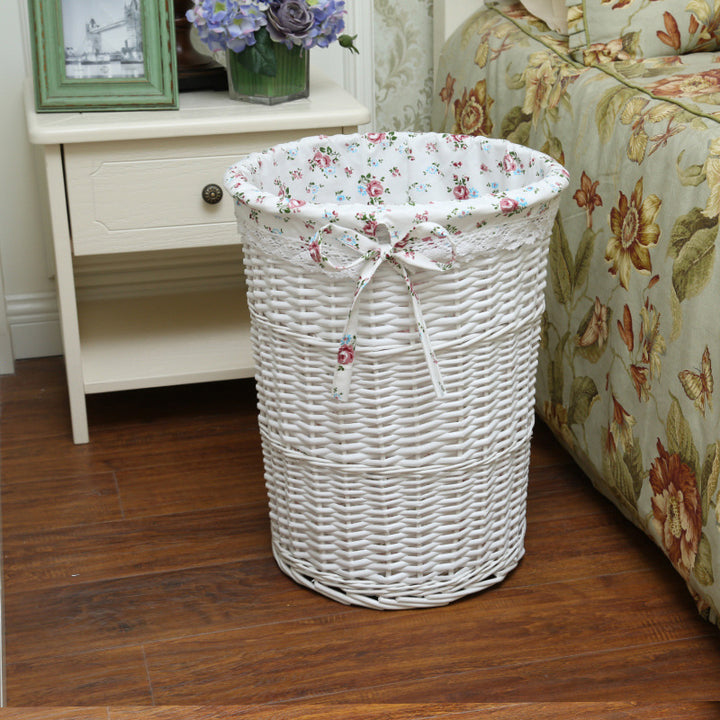 Women's laundry basket with decorative fabric lining and practical carrying handle Bowlift