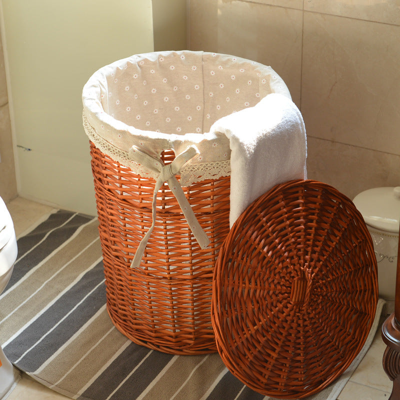 Women's laundry basket with decorative fabric lining and practical carrying handle Bowlift