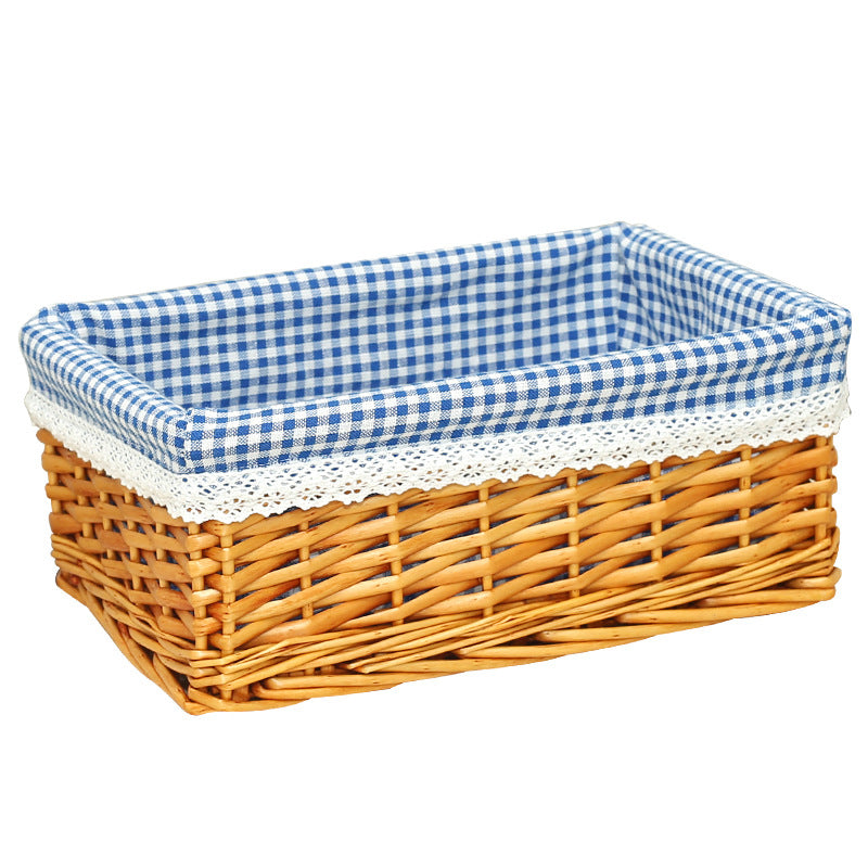 Women Braided Storage Basket with Romantic Fabric Lining Bowlift