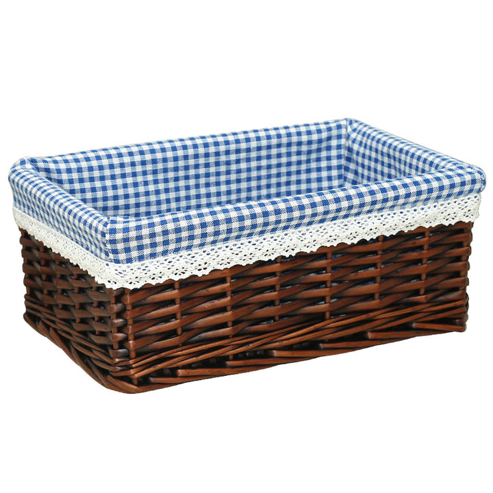 Women storage basket with checkered lining and romantic lace decoration Bowlift