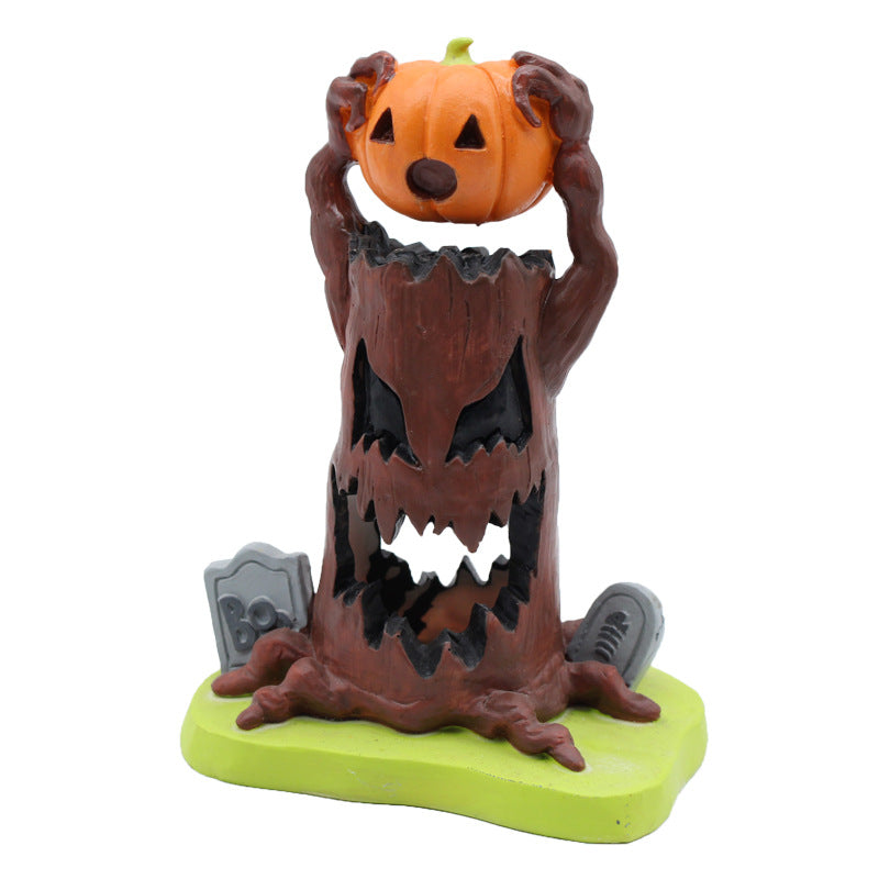 Halloween-Themed Decorative Pumpkin Tree Figurine
