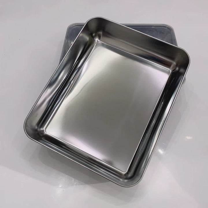 Stainless steel serving tray, square