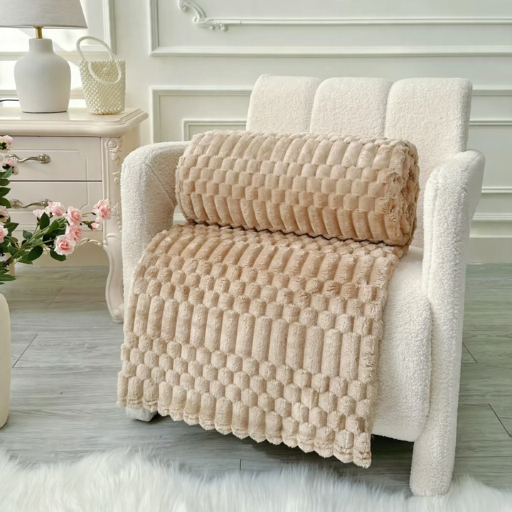 Versatile living blanket with jacquard pattern