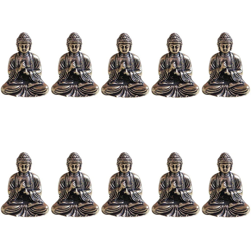 BowLift | 10 pieces mini brass sitting Buddha statue figure for travel Buddhism worship home office desk decoration