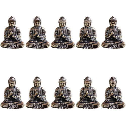 BowLift | 10 piece Miniature Brass Sitting Buddha Statue Figure for Travel Buddhism Worship Home Office Desk Decoration