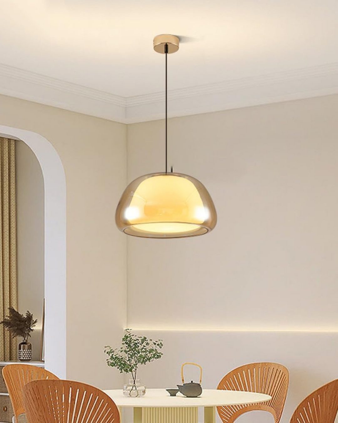 BowLift | Elegant Lamp in the Form of a Glass Dome with Crystal Accent