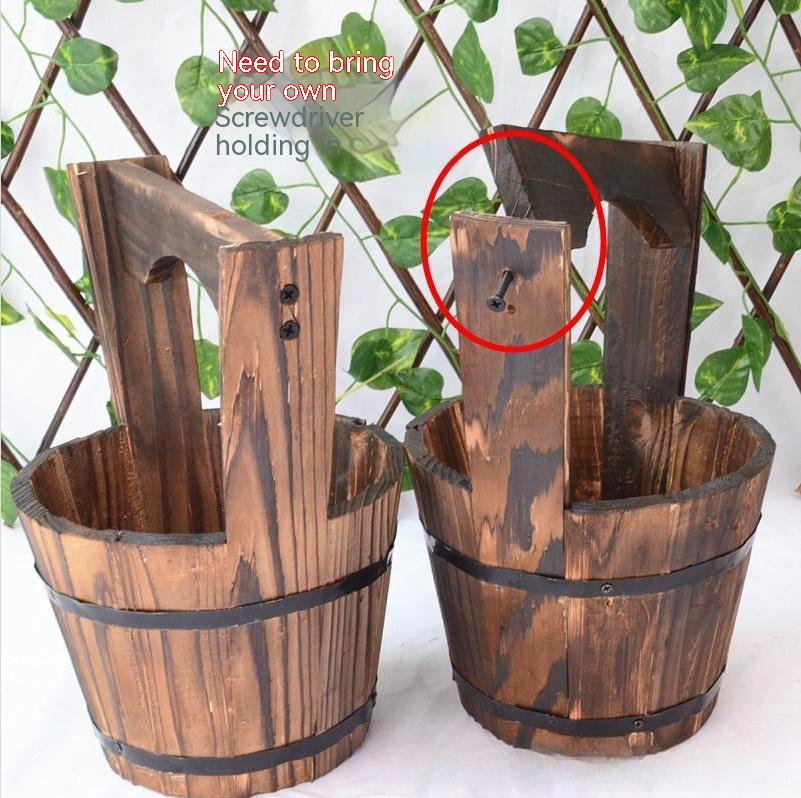 BowLift | Wooden Bucket Planter in Barrel Design for Garden and Terrace – Decorative Flower Pots made of Wood