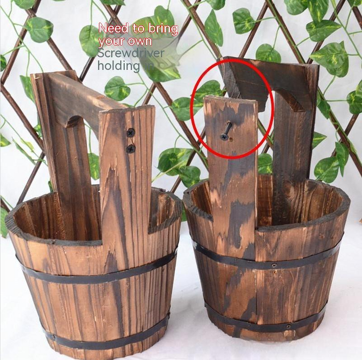 BowLift | Wooden Bucket Planter in Barrel Design for Garden and Terrace – Decorative Flower Pots made of Wood