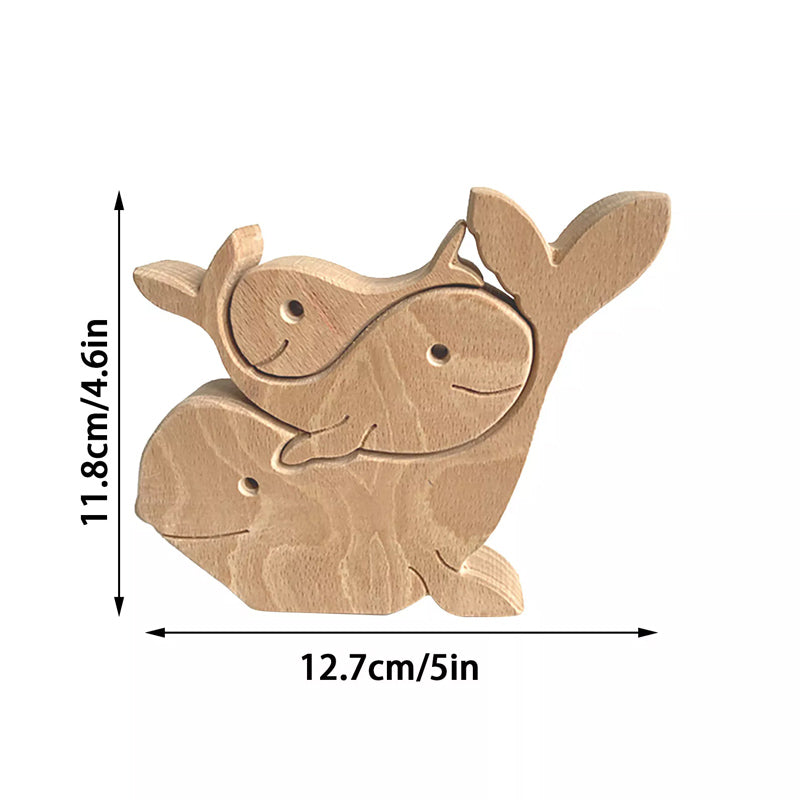 Hand-Carved Wooden Cuddling Animals Decoration | Bowlift