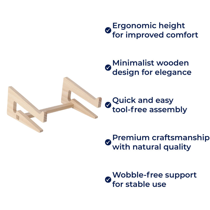 Ergonomic Neck Support – Ventilated Natural Wood – Prevents Overheating – Ideal for Home & Office Use Bowlift