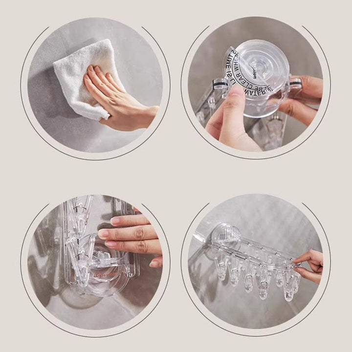 BowLift | Suction cup collapsible clothes hanger with clip