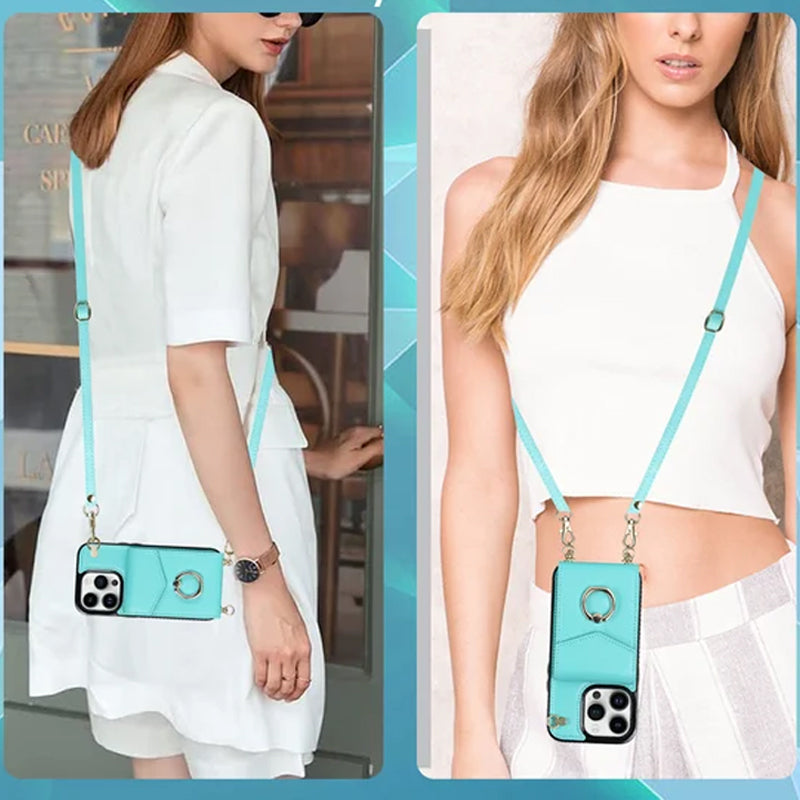 BowLift | Leather Wallet Case with Ring & Lanyard for iPhone