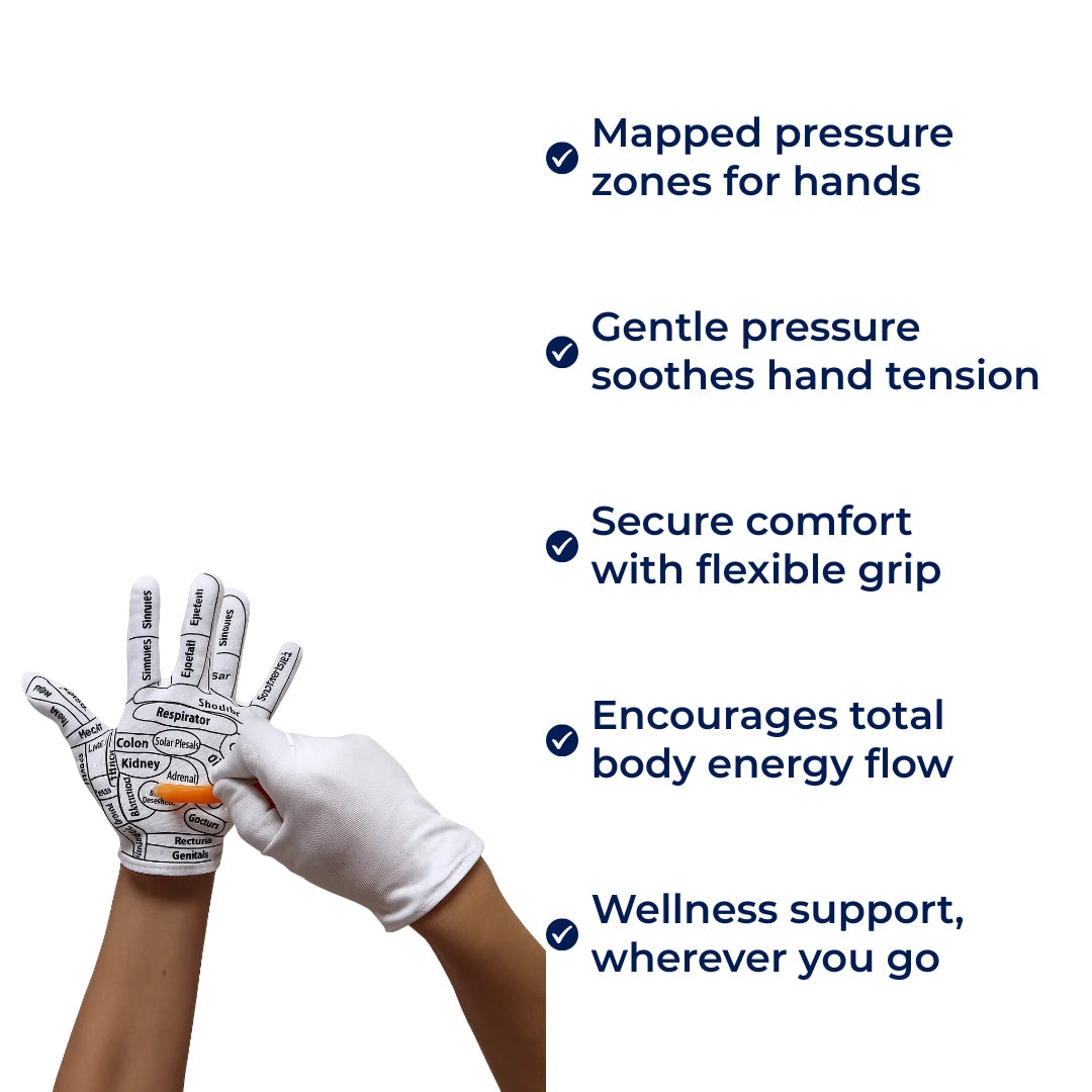 Hand Pain Relief – Boost Circulation – Elastic Non‑Slip Fit – Acupressure Massage Therapy for Sore Hands at Home Bowlift