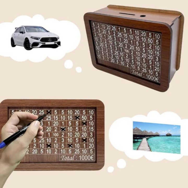 Decorative coin box with integrated LCD counter Bowlift