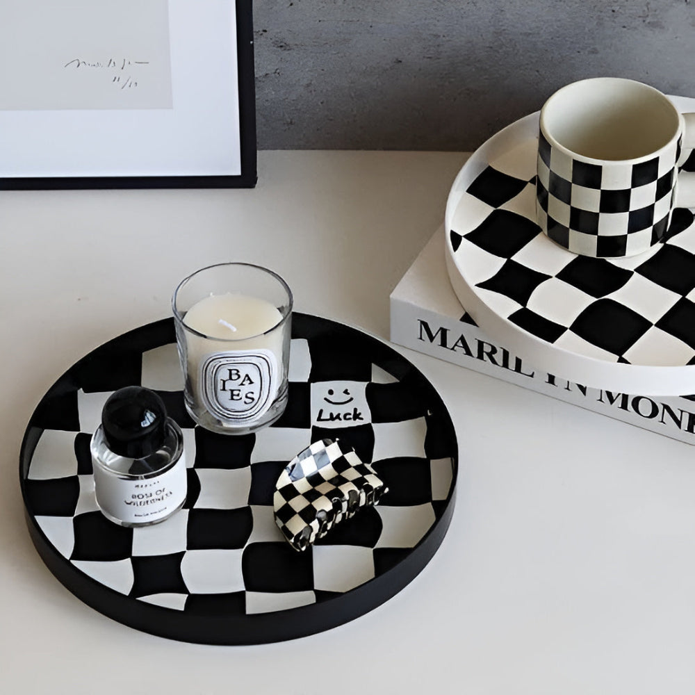 BowLift | Round Checkerboard Storage Tray