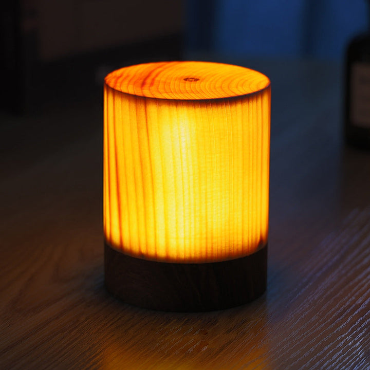 Cordless LED table lamp with rechargeable battery and touch control – Warm wood design for a cozy atmosphere | Bowlift