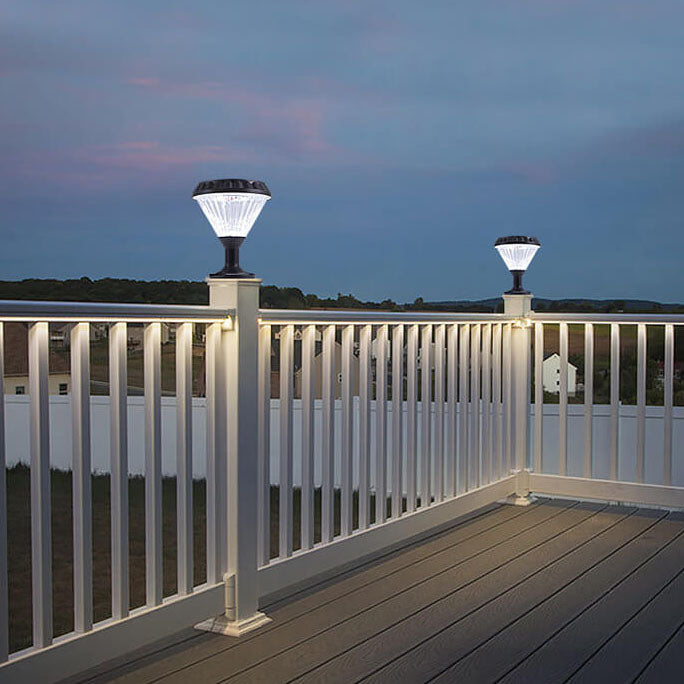 Modern Black Solar Die-Cast Aluminum Glass Outdoor Patio Waterproof Column Head Light | Bowlift