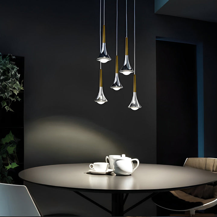 Modern LED Pendant Light in Water Drop Shape – AdjustaBowlifte Metal Chandelier for Living Room, Bedroom, and Dining Room | Bowlift
