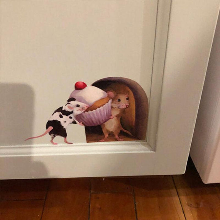 BowLift | Realistic 3D Mouse Hole Wall Sticker