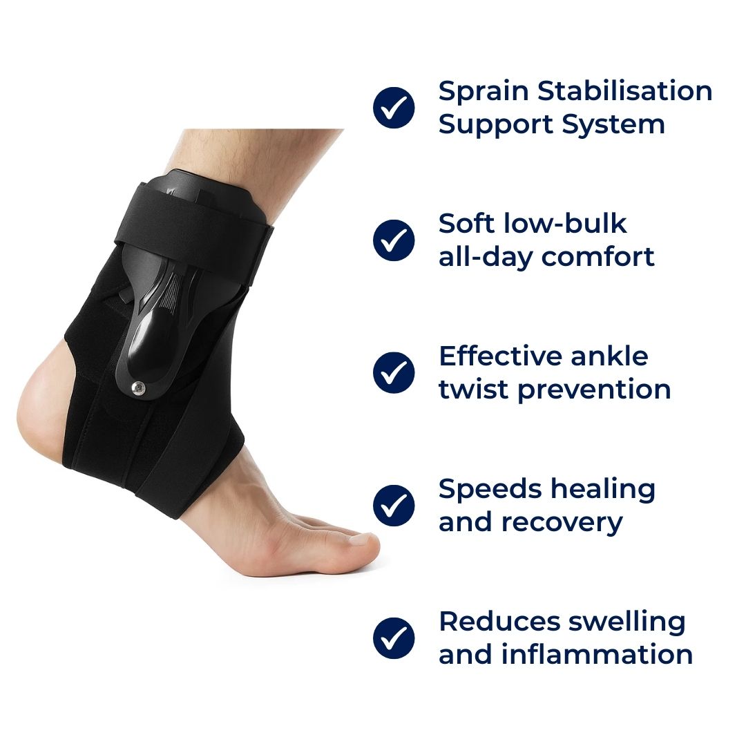 SteadyStep | Ankle Support Brace – Sprain Stabilisation – Soft Low-Bulk Support – Prevents Twisting – Speeds Recovery – Reduces Swelling Bowlift