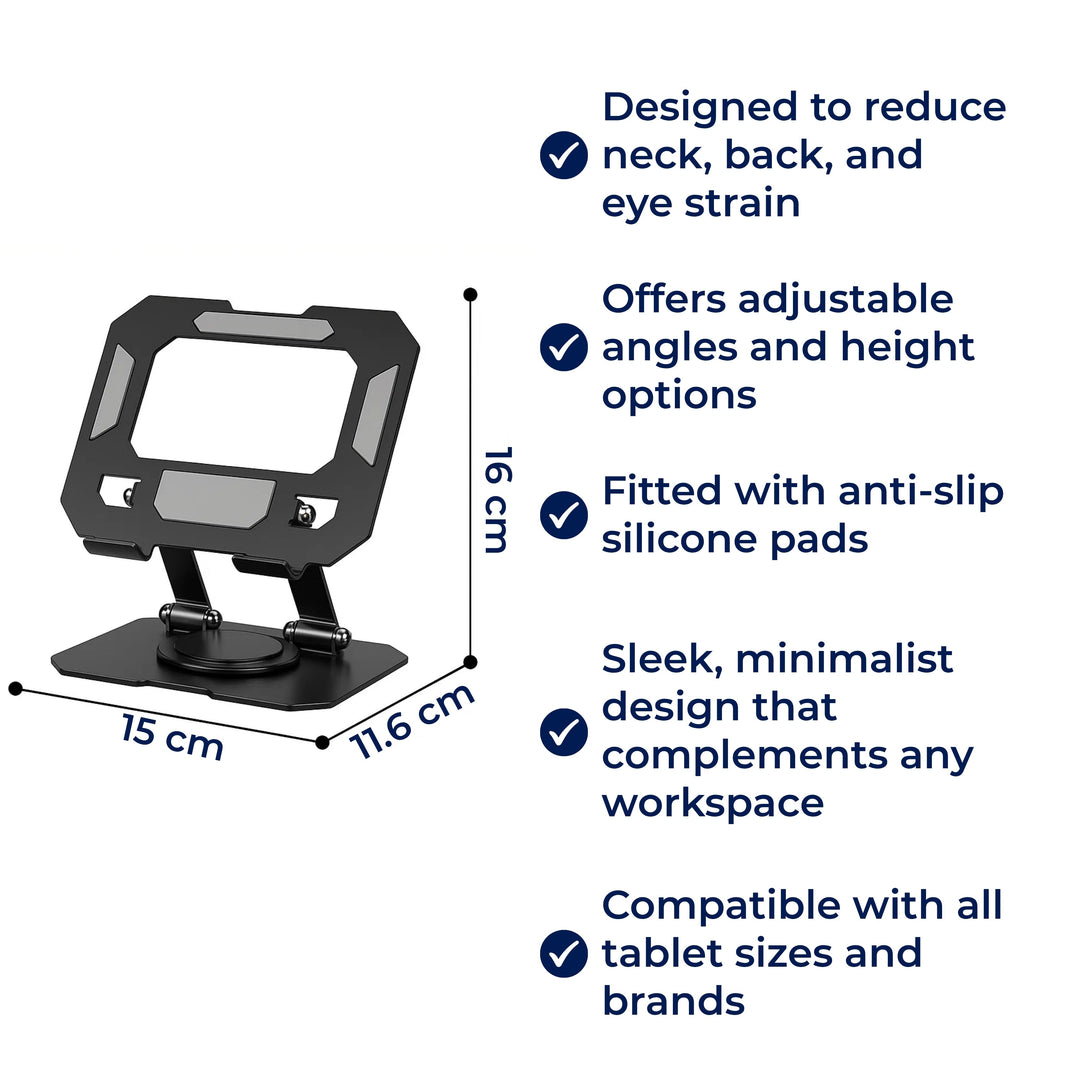 DeskEase | Adjustable Tablet Stand – Ergonomic Comfort – Foldable Anti‑Slip Design – Ideal for Work, Study, Travel & Video Calls Bowlift