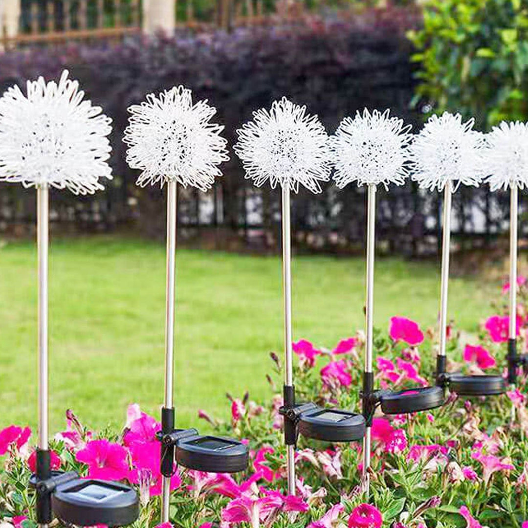 Solar Dandelion Aluminum Wire Globe Light LED Outdoor Waterproof Luminous Garden Insert Ground Landscape Light | Bowlift