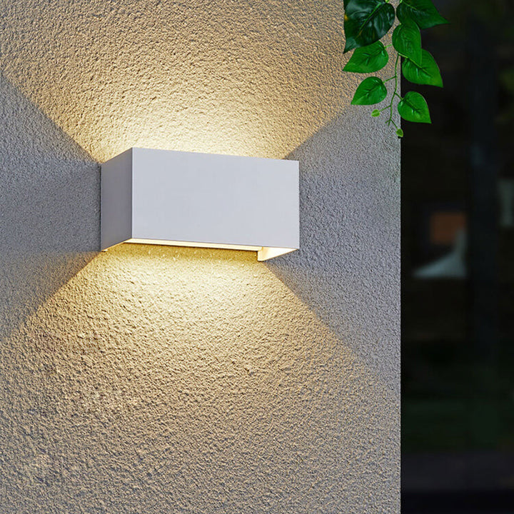 Modern Outdoor Waterproof Rectangular LED Up and Down Illuminated Outdoor Wall Sconce Lamp | Bowlift