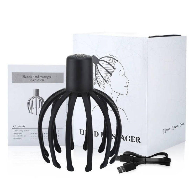 CalmFlow Smart Electric Octopus Head Massager | Scalp Massage - Stress Relief - Improved Sleep - Multi-Directional Vibration Head Massager Bowlift