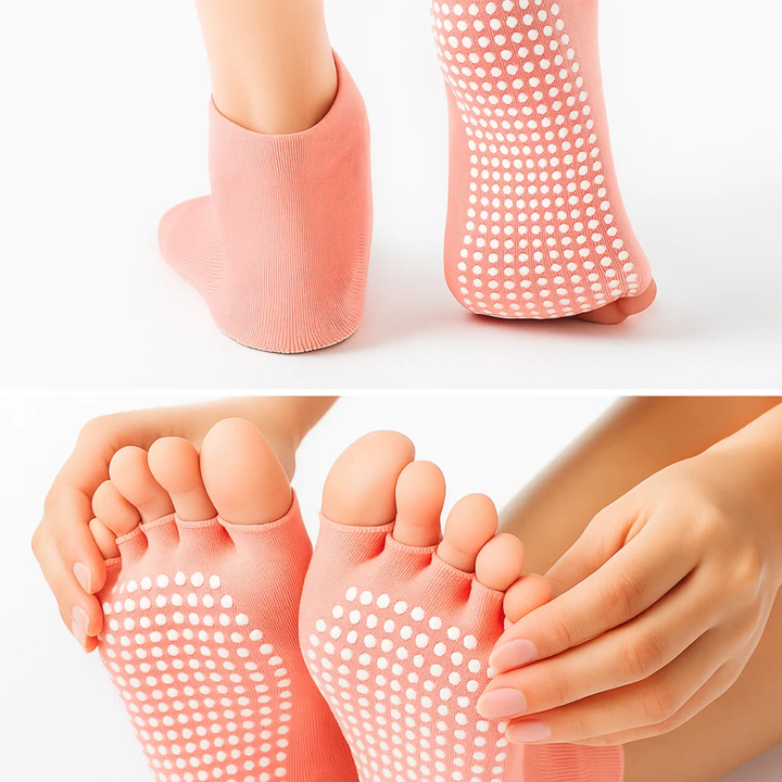 Slip Yoga Grip Socks – Open-Toe & Breathable – Rubberised Sole for Women – Stability Balance Comfort in Yoga & Pilates Bowlift