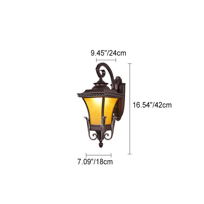 European Vintage Outdoor Square Cage Aluminum Glass 1-Light Wall Sconce Lamp | Bowlift
