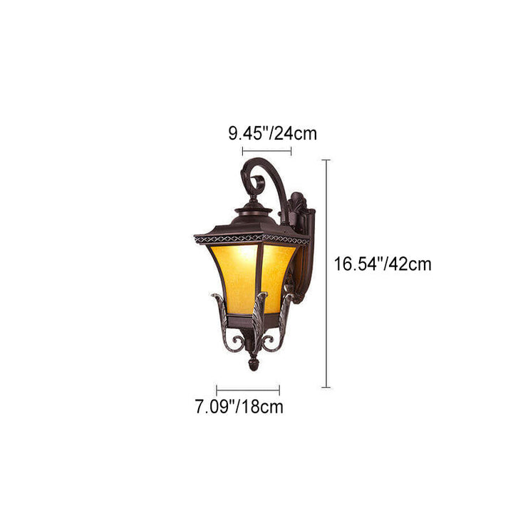 European Vintage Outdoor Square Cage Aluminum Glass 1-Light Wall Sconce Lamp | Bowlift