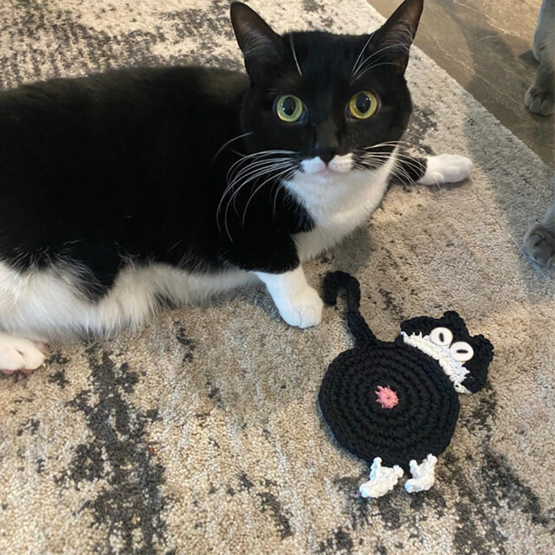 Funny Cat Butt Coasters Cat Butt Cup Mat Knitted Gift for Cat Fans | Bowlift