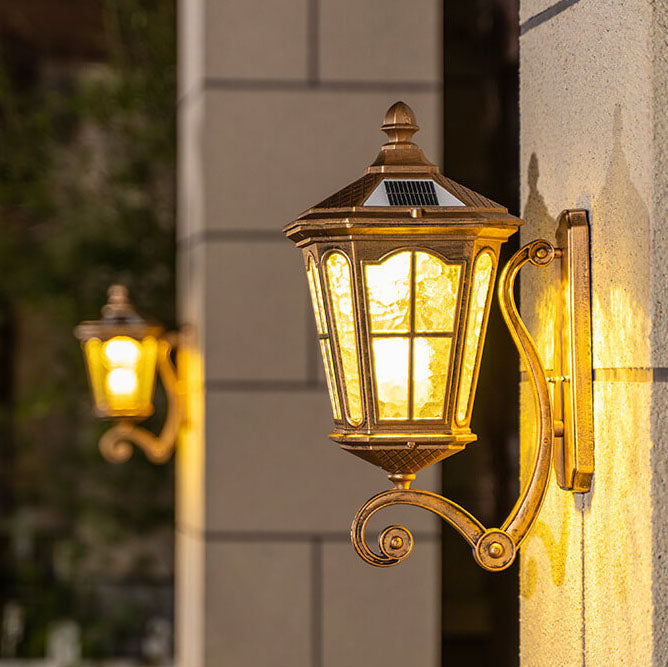 European Solar Outdoor Lantern Aluminum Glass Waterproof 1-Light Wall Sconce Lamp | Bowlift