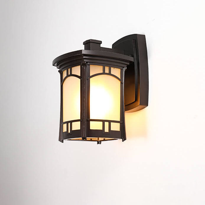 Modern Square Aluminum Glass Carved 1-Light Outdoor Waterproof Wall Sconce Lamp | Bowlift