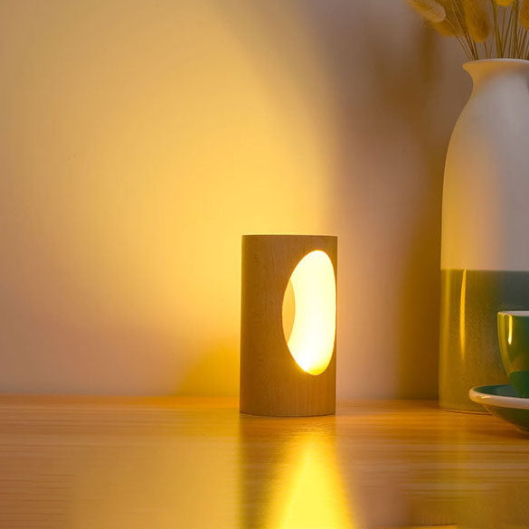 BowLift | Japanese solid wood rectangular column LED night lamp USB table lamp