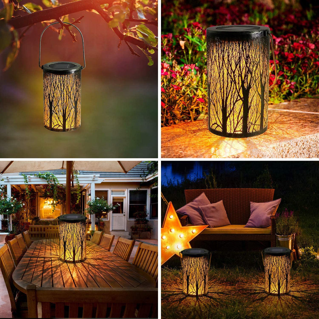 Modern Art Deco Solar Cylinder Skeleton Lantern Iron LED Outdoor Landscape Light For Garden | Bowlift