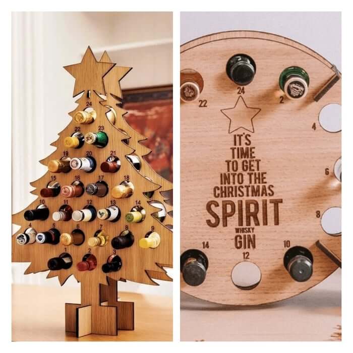 BowLift | Christmas Advent Calendar Tree | Wooden Beer & Wine Holder | Reusable Birch Wood
