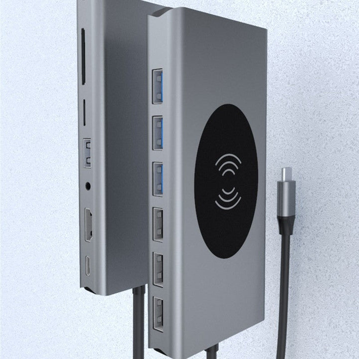 BowLift | Portable 15-in-1 USB C Hub Adapter, with Wireless Charging Board, 4K USB C to HDMI, SD/TF Card Reader and Ethernet