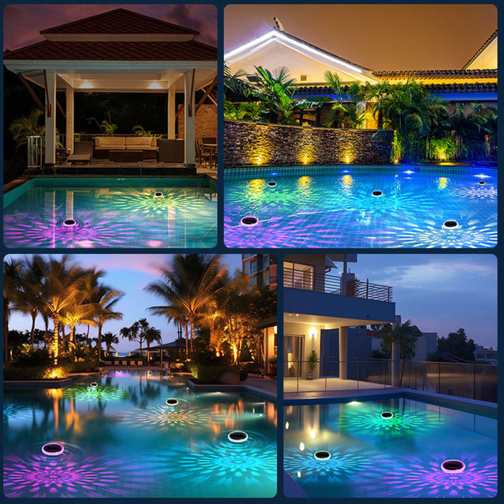 BowLift | 2 PCS - Timer Function Solar-Powered Pool Light with 3 Brightness Levels & 9 Colors