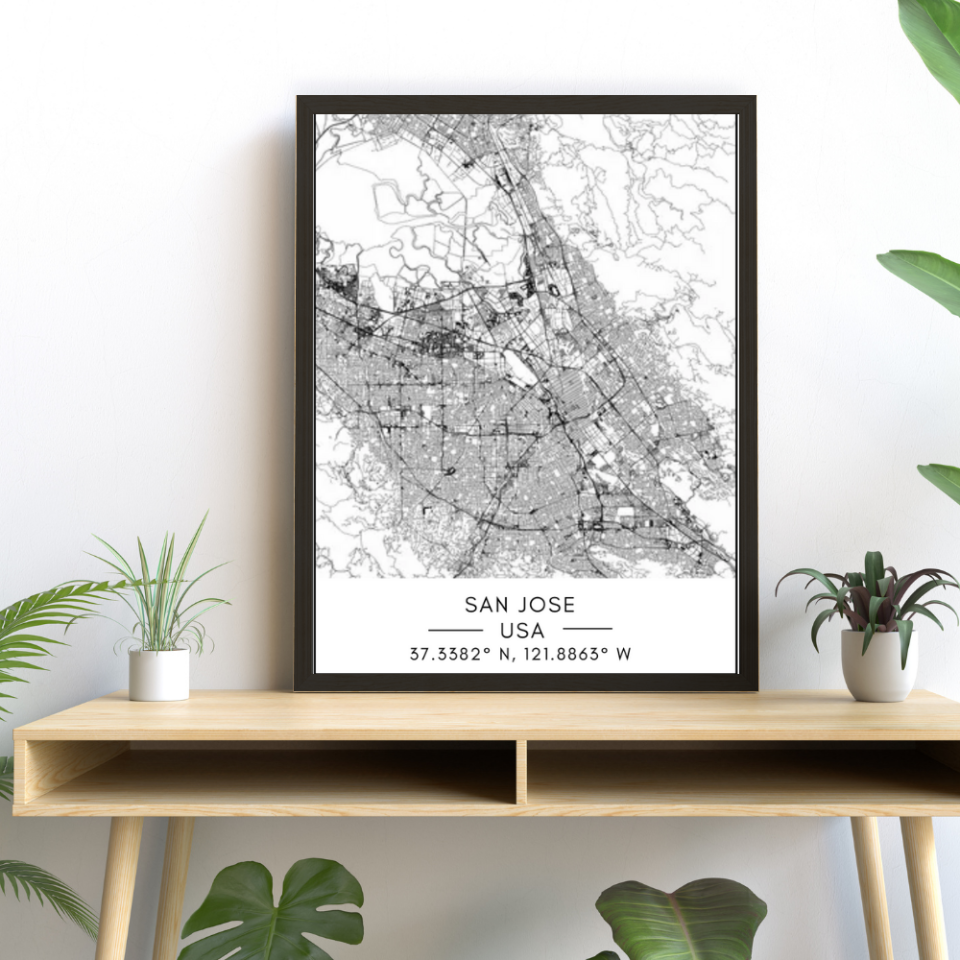 San Jose City Map - Canvas Wall Art Painting | Bowlift