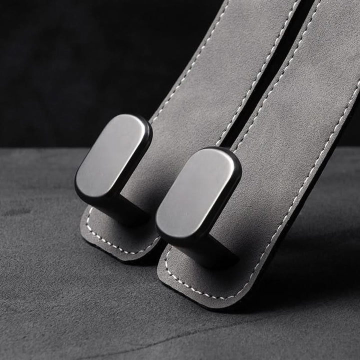 BowLift | Car Seat Back Double Hook with Phone Holder – PU Leather Organizer