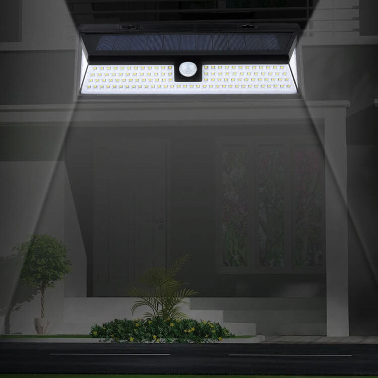 Modern Black Rectangular Human Sensor Solar Waterproof Outdoor Garden LED Wall Light | Bowlift