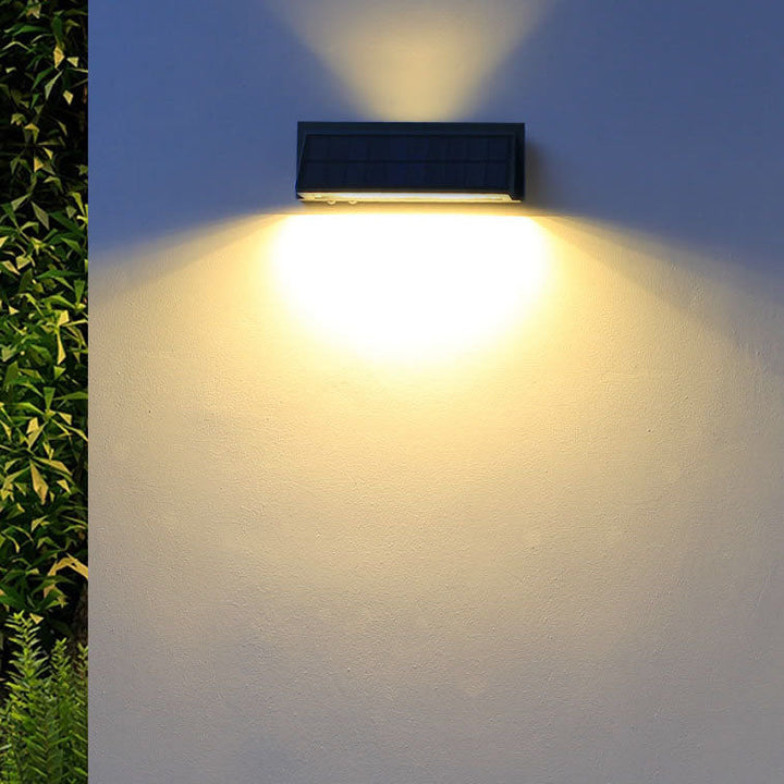 Outdoor Solar Waterproof Rectangular Slant LED Patio Wall Sconce Lamp | Bowlift