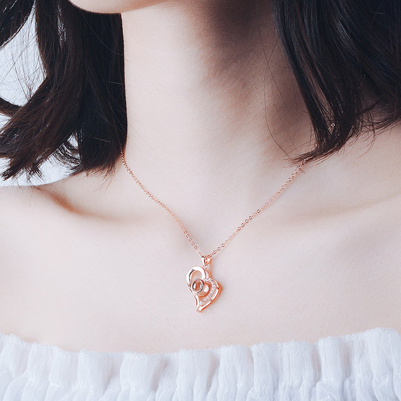 BowLift | I love you roses bloom necklace in 100 languages gift set