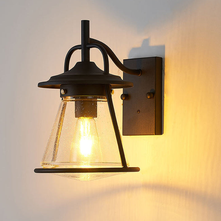 Waterproof Glass Cone Shade 1-Light Outdoor Wall Sconce Lamp | Bowlift