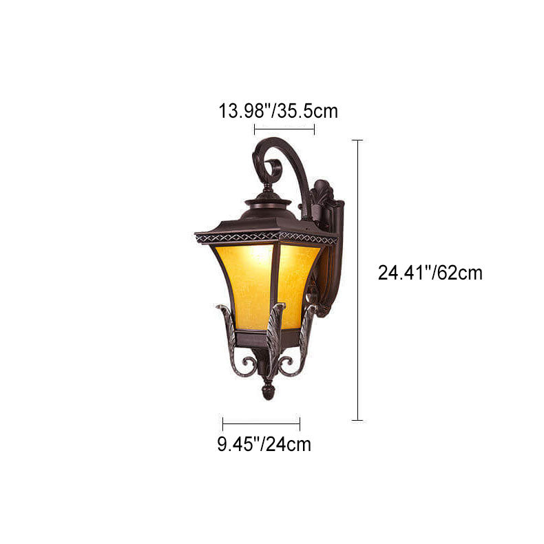 European Vintage Outdoor Square Cage Aluminum Glass 1-Light Wall Sconce Lamp | Bowlift