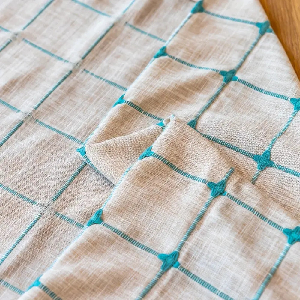 BowLift | Turquoise Lattice Boho Tassel Curtain