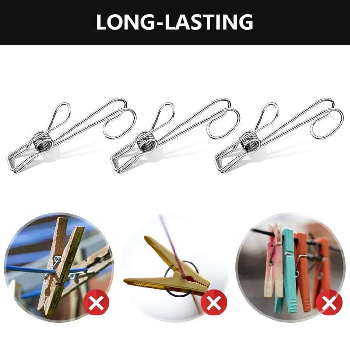BowLift | 10-piece set stainless steel clips with hooks – Practical & Rust-free